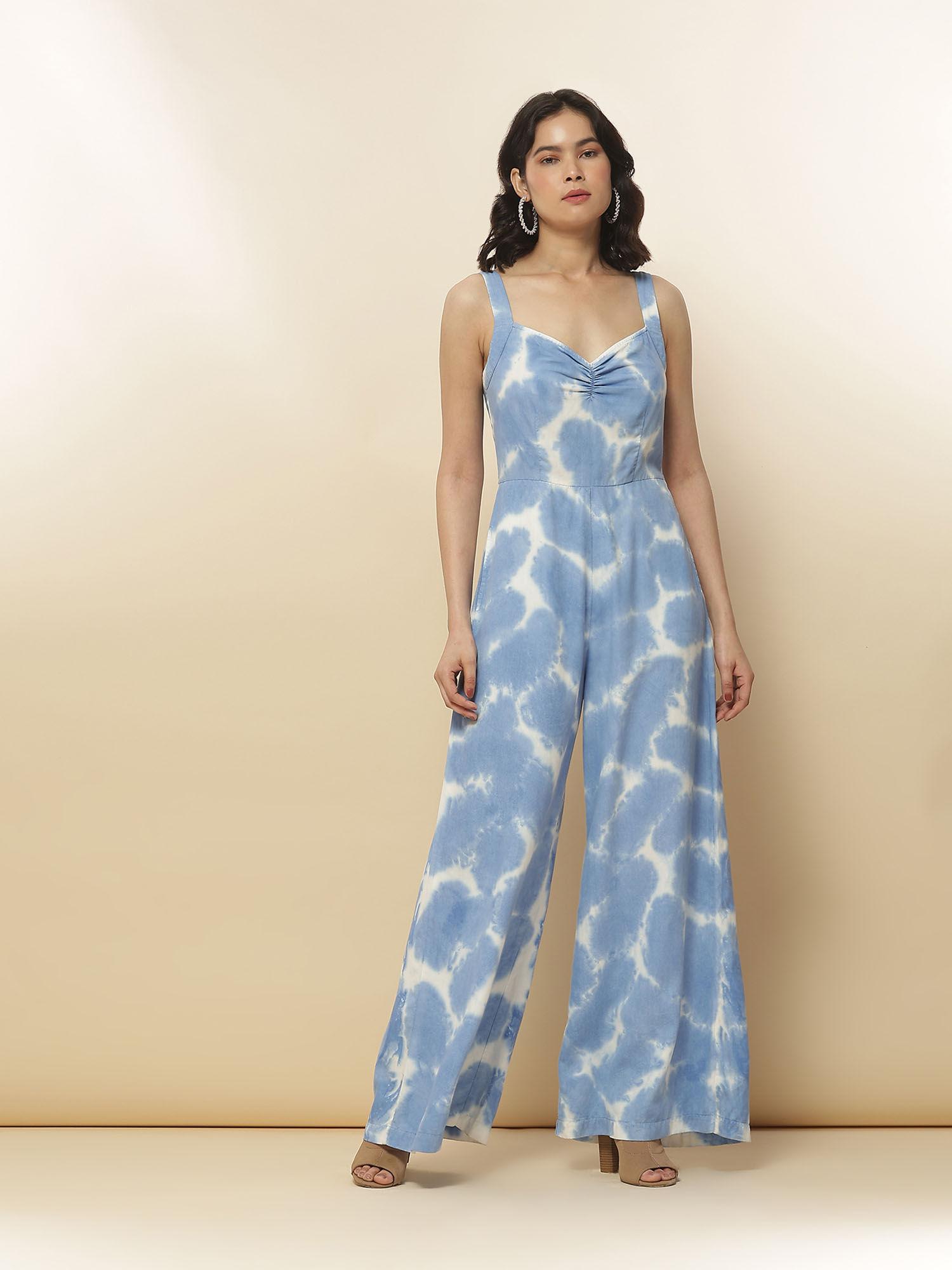 blue tie & dye jumpsuit