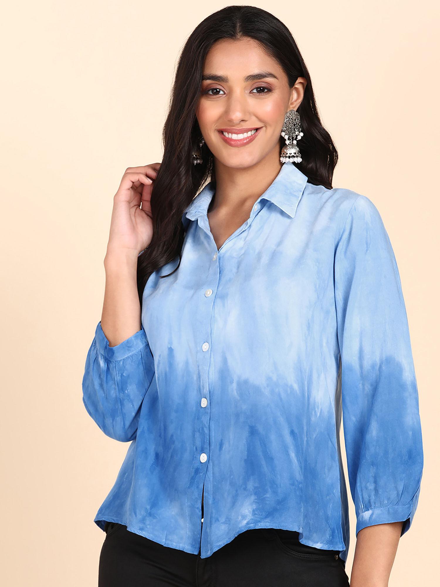 blue tie rayon dye shirt