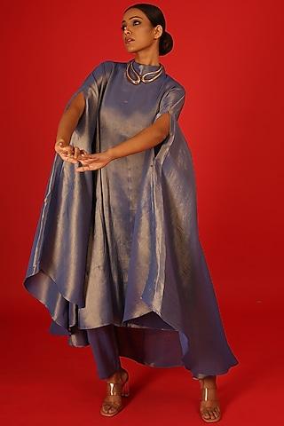 blue tissue kurta set