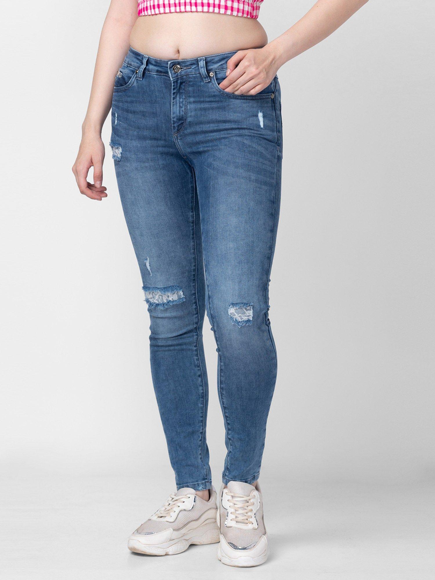 blue tone womens denim jeans