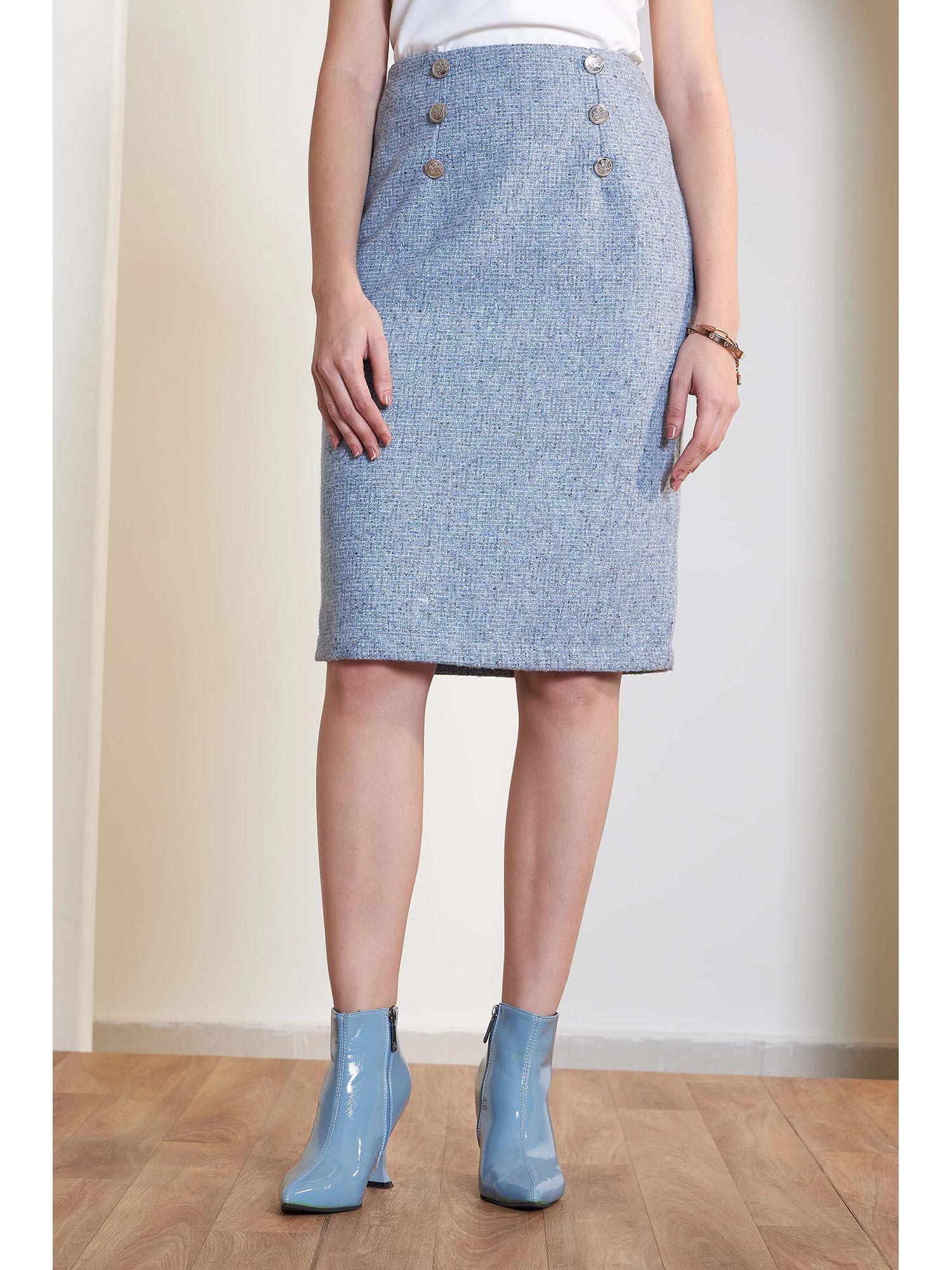 blue tweed skirt