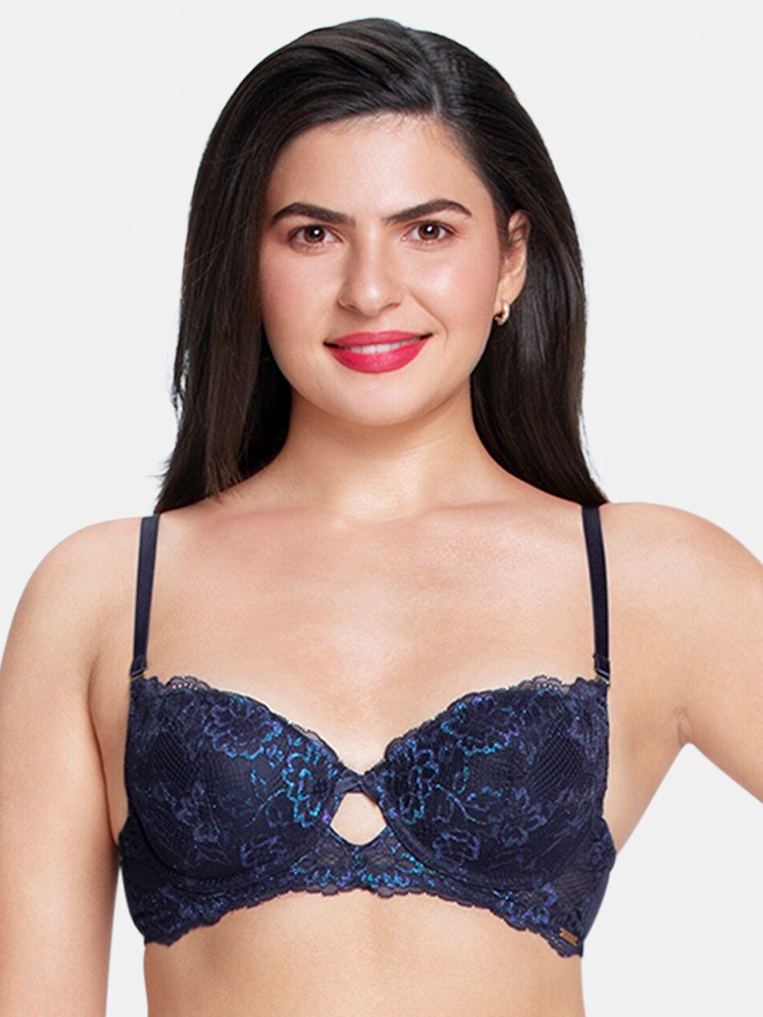 blue twilight dream lace padded wired full coverage lace bra - bra88301