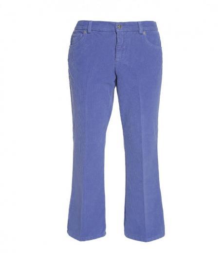 blue velvet cropped flared trousers