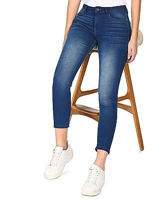 blue veronica skinny fit faded whiskered jeans