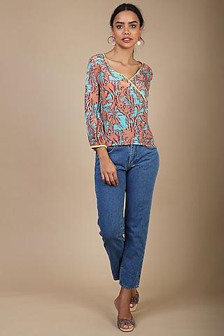 blue viscose blouse