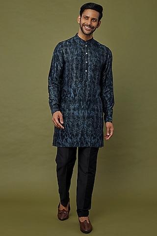 blue viscose dupion kurta