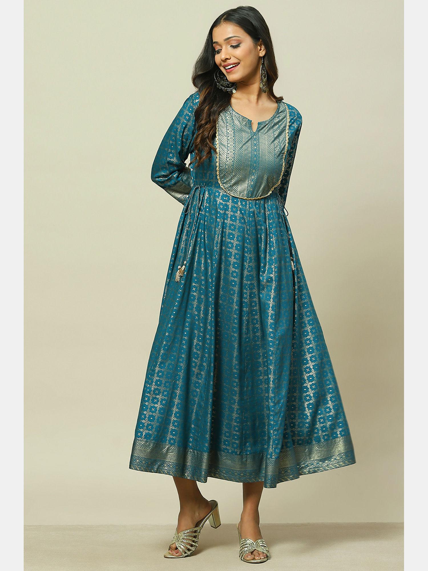 blue viscose kalidar dress