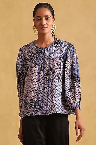 blue viscose printed tunic