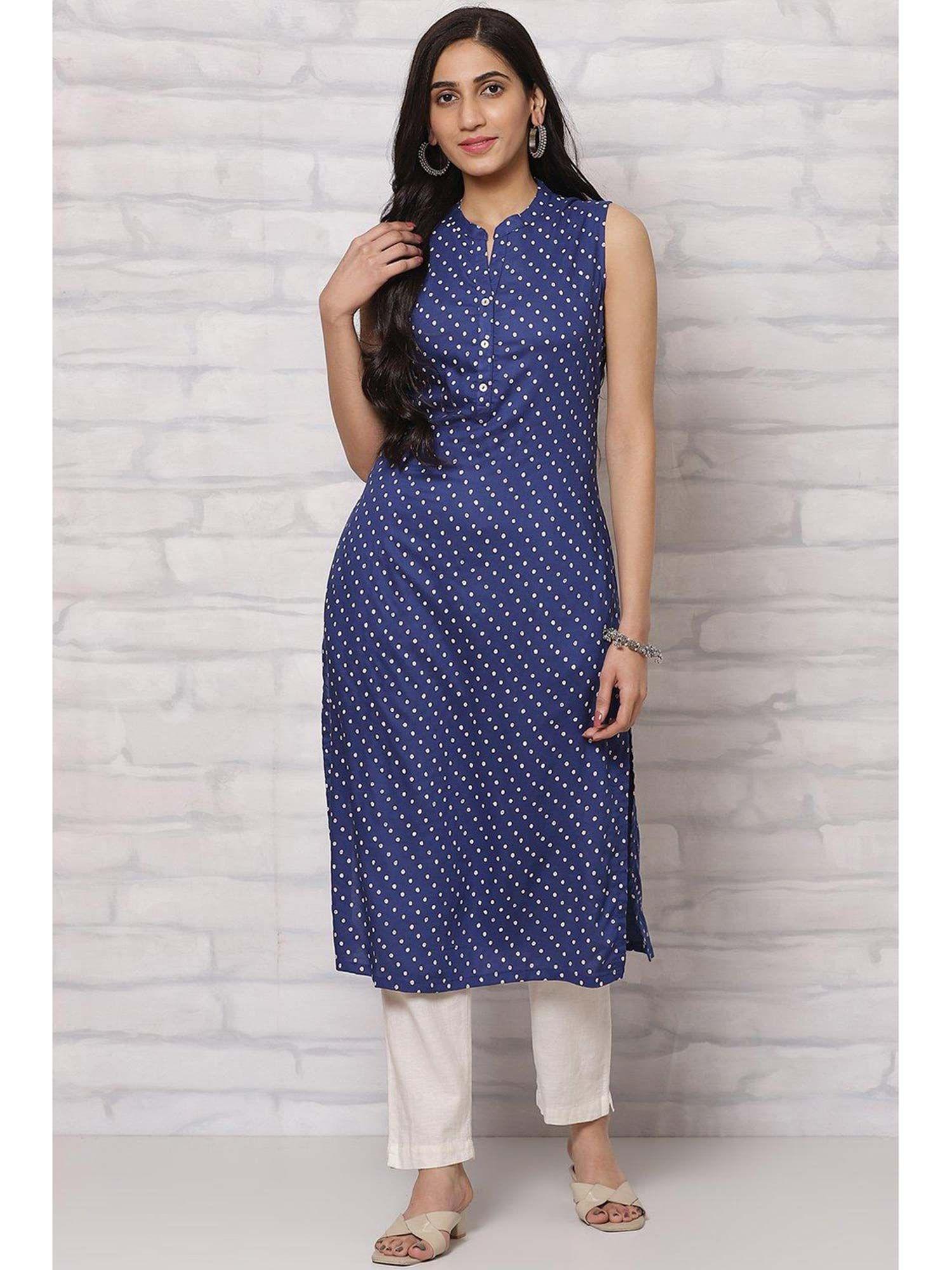 blue viscose rayon straight kurta