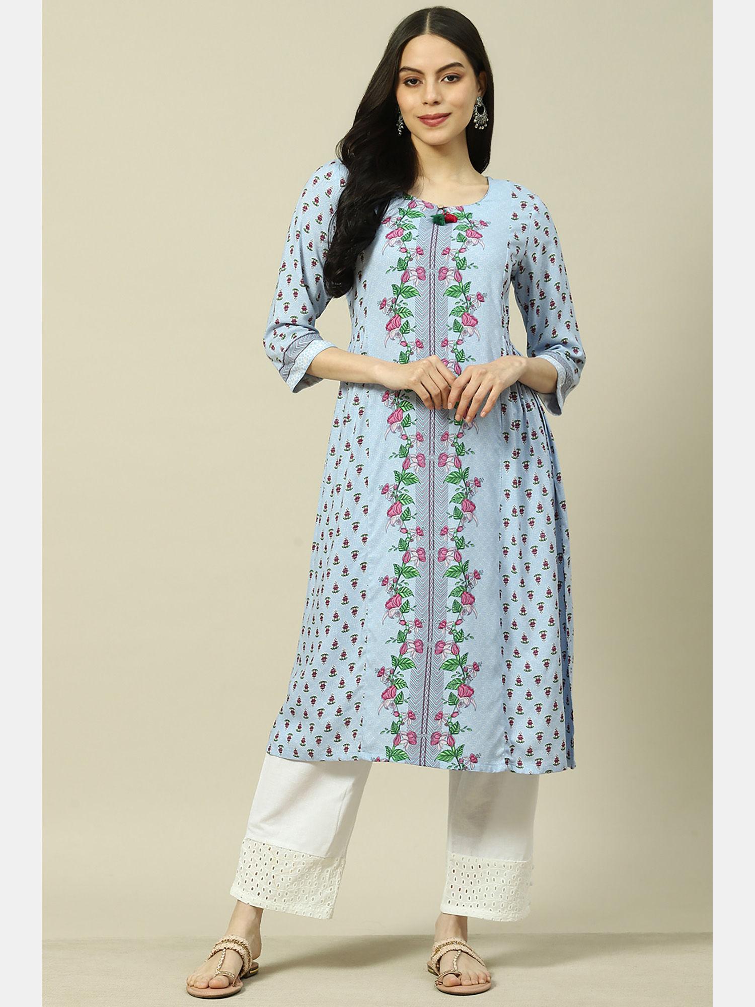 blue viscose straight kurta