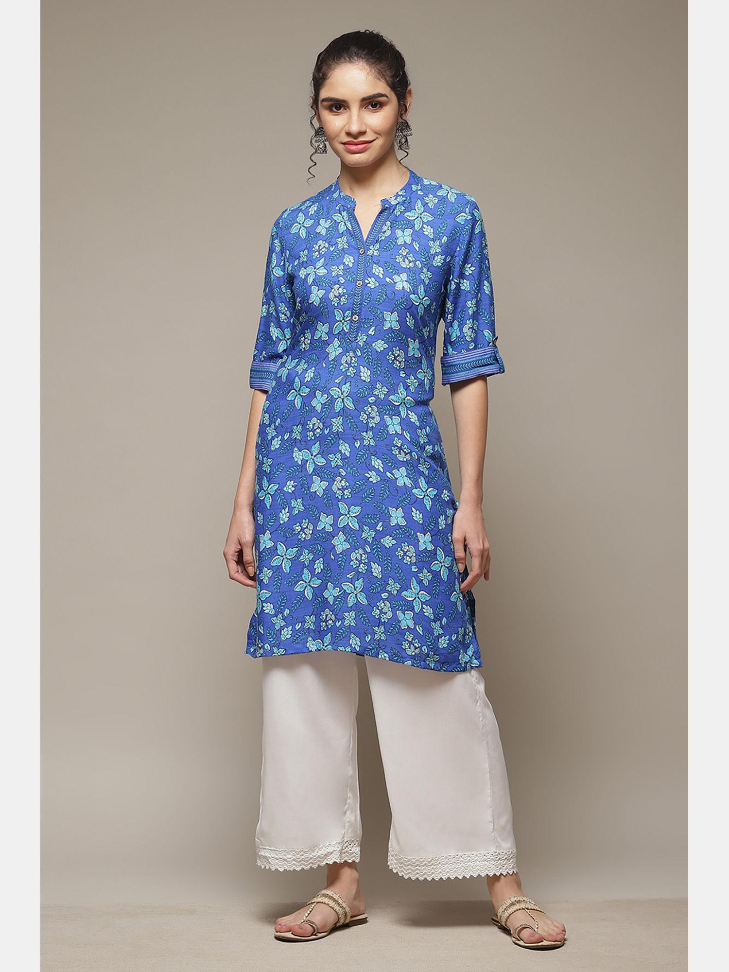 blue viscose straight kurta