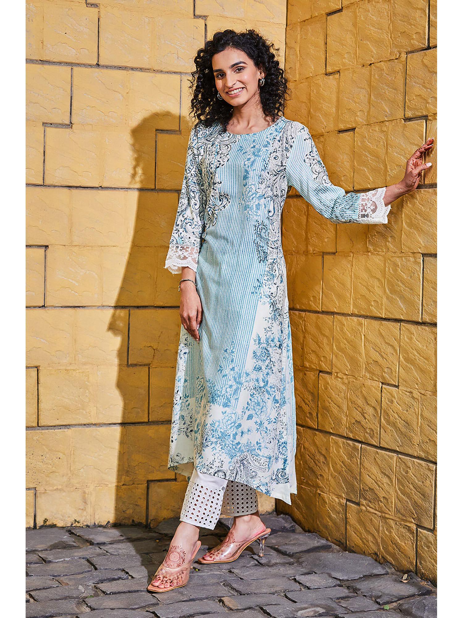 blue viscose straight kurta