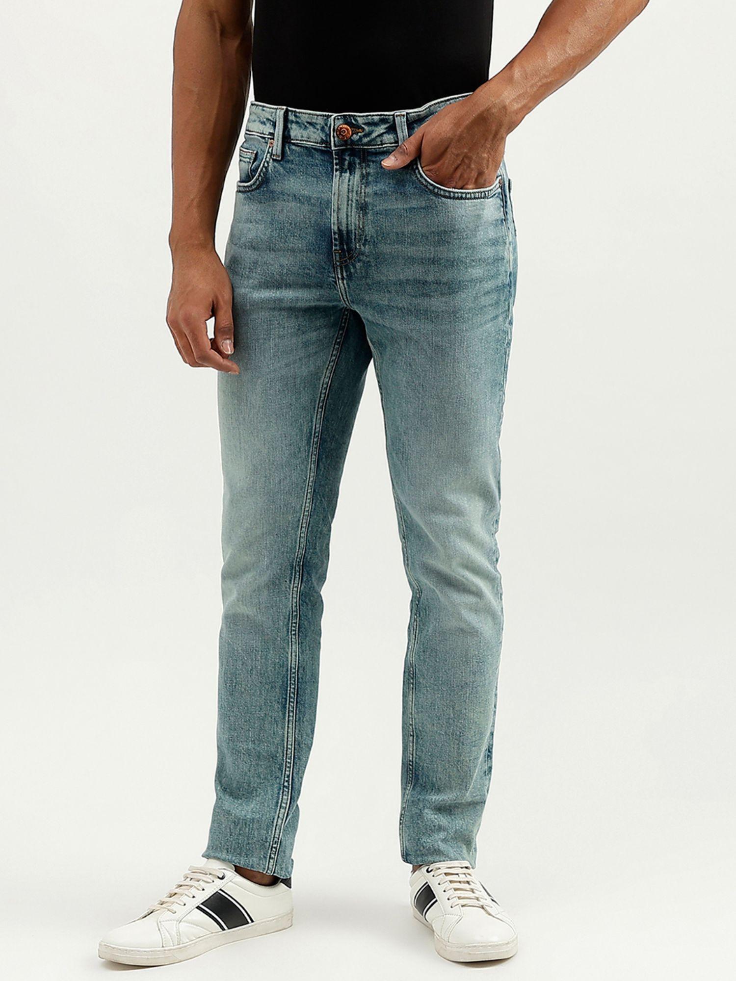 blue washed skinny fit jeans