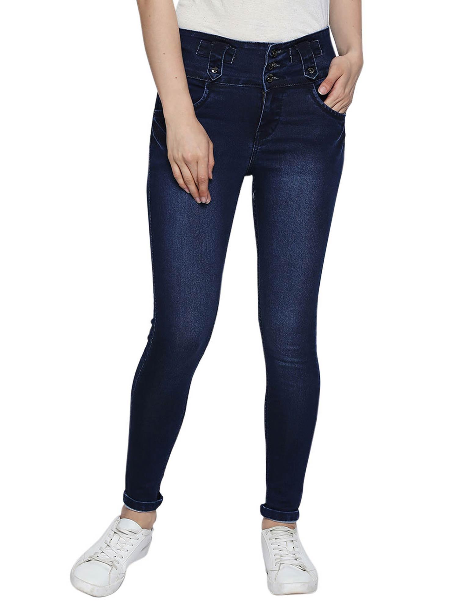 blue women's stretchable slim fit regular jeans