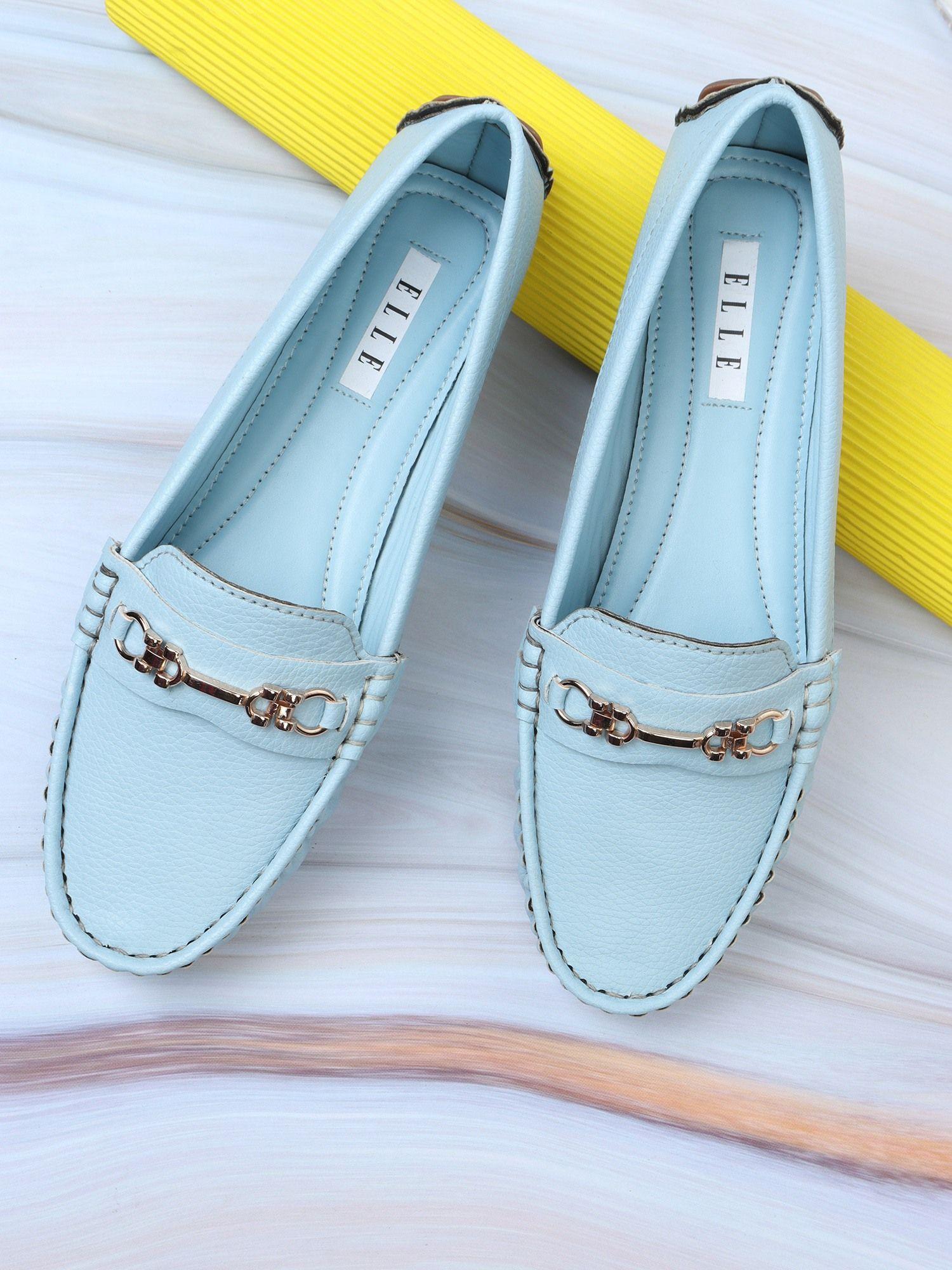 blue women slip on loafers