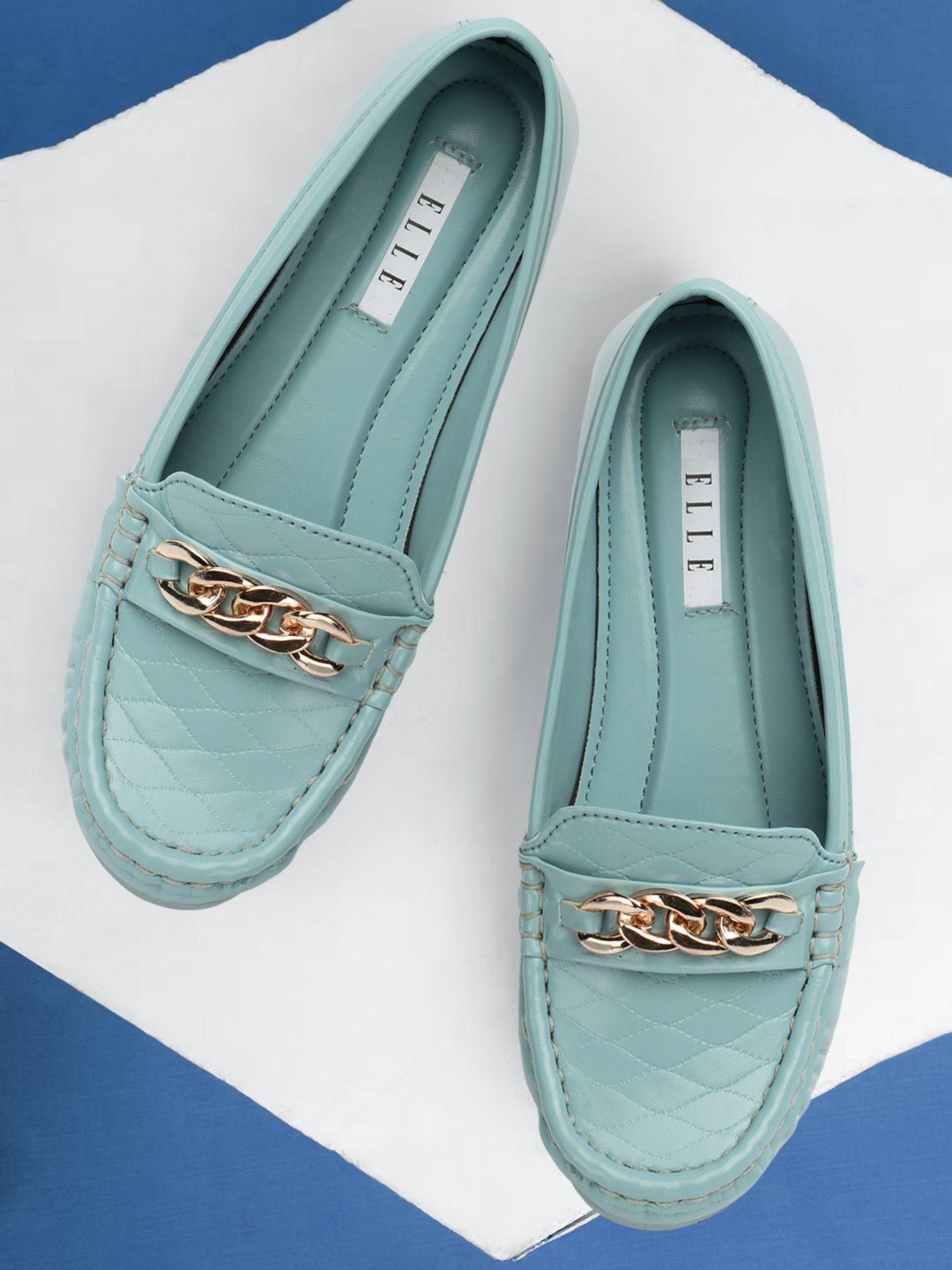 blue women slip on loafers