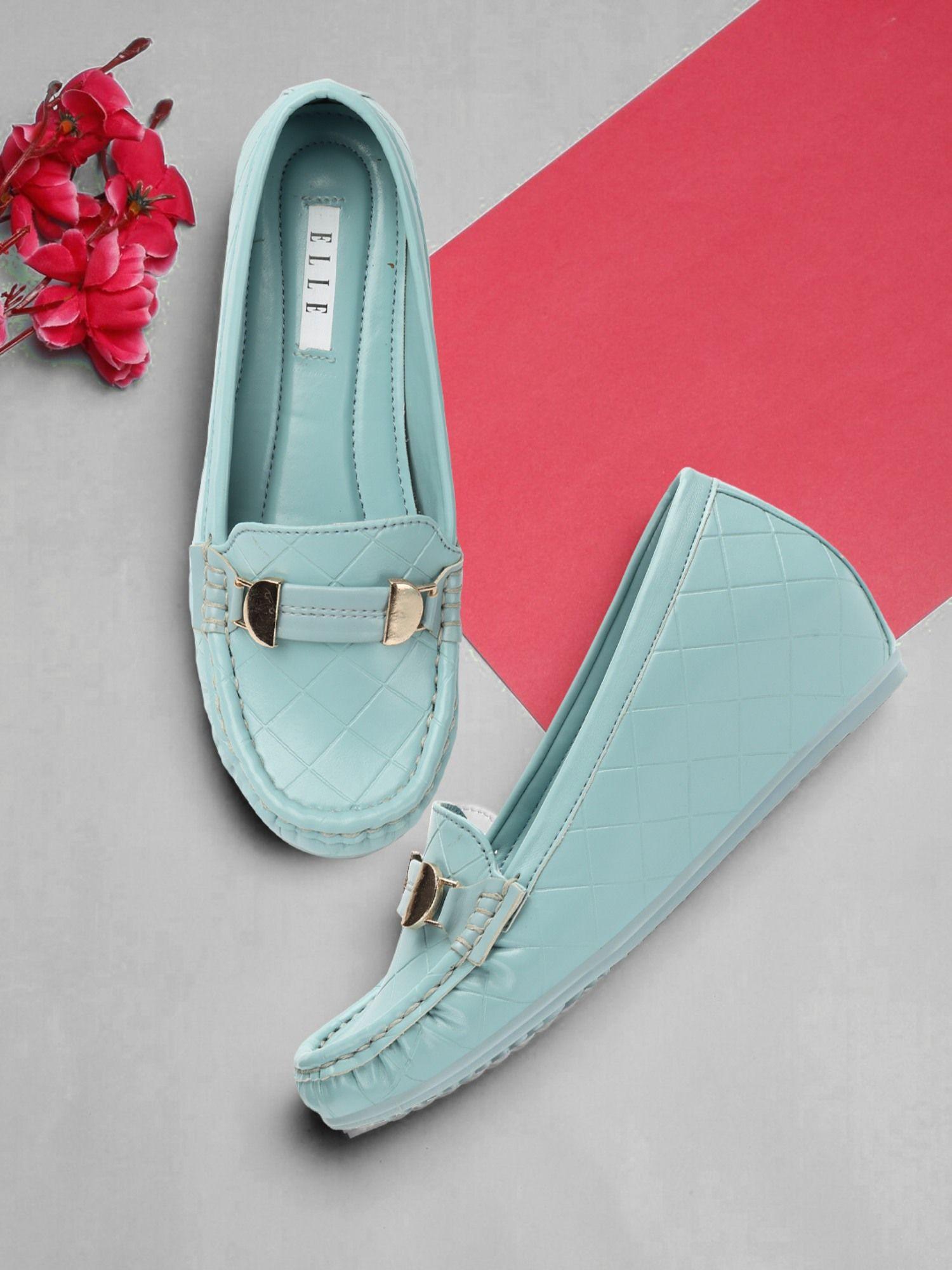 blue women slip on loafers