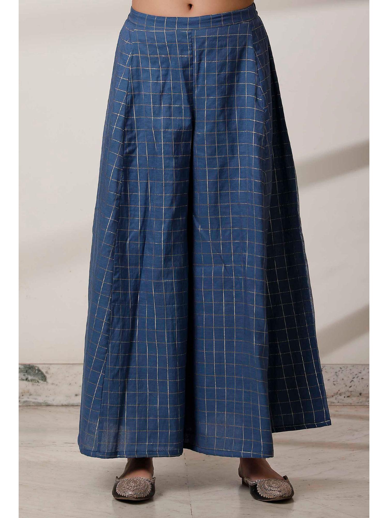 blue woven chanderi kali palazzo