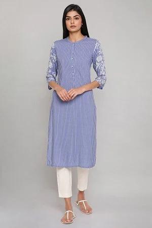 blue yarn dyed kurta