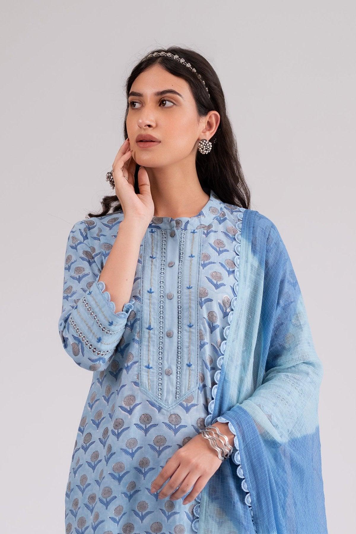 blueberry embroidered kurta