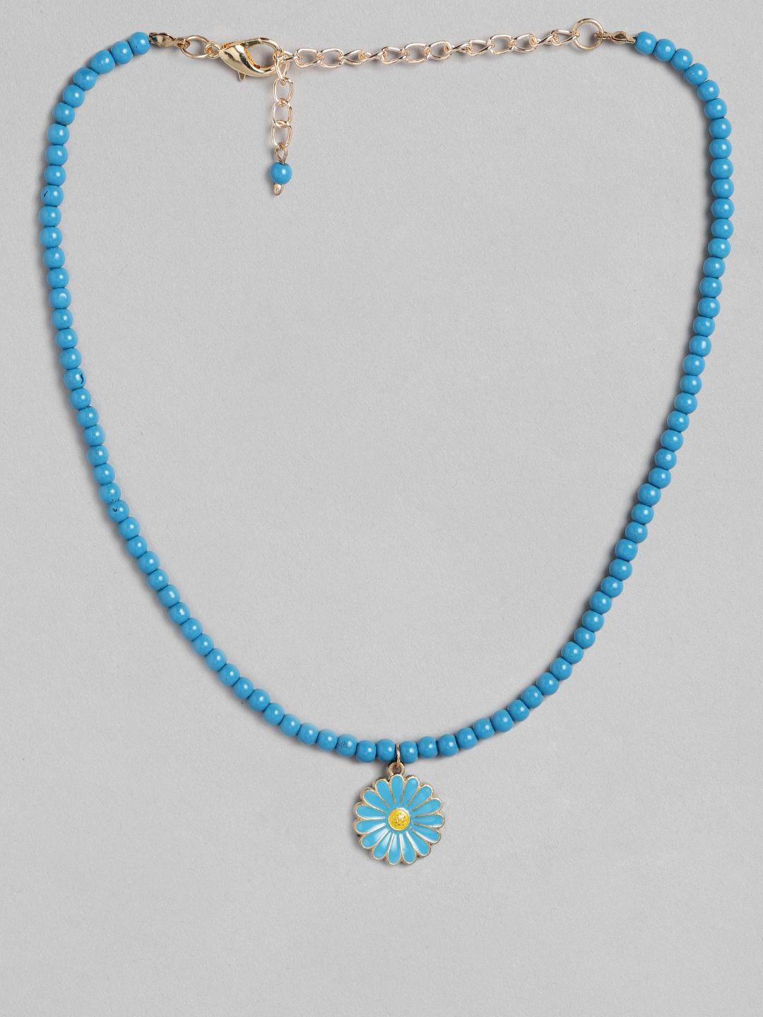 blueberry kids girls blue gold-plated handcrafted beaded necklace