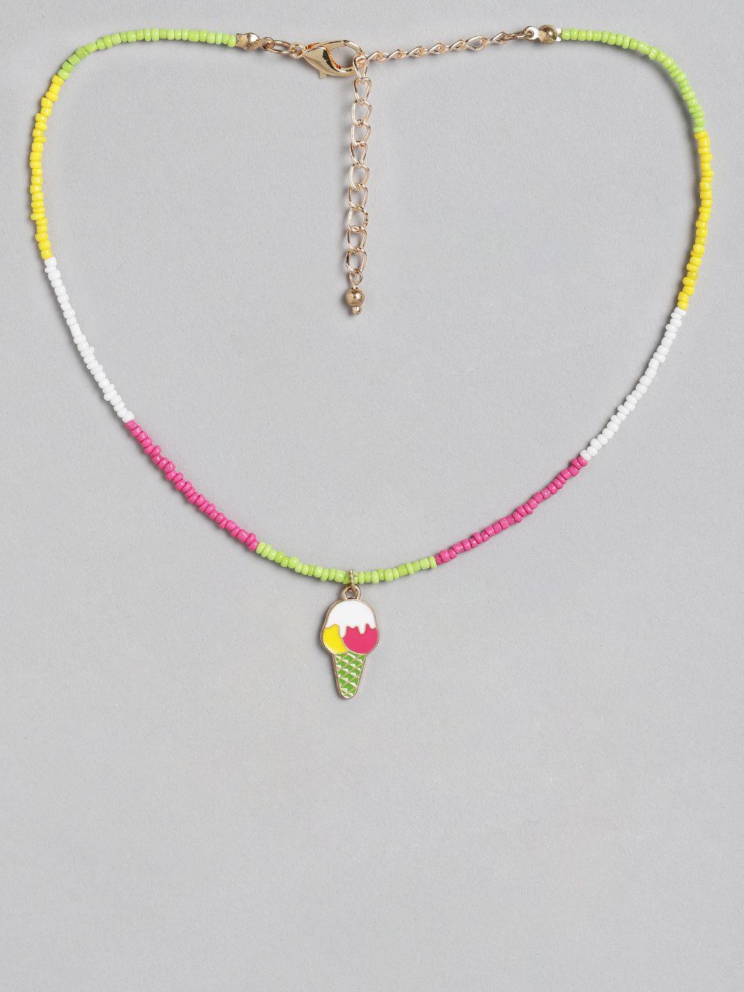 blueberry kids girls multicoloured gold-plated handcrafted beaded necklace