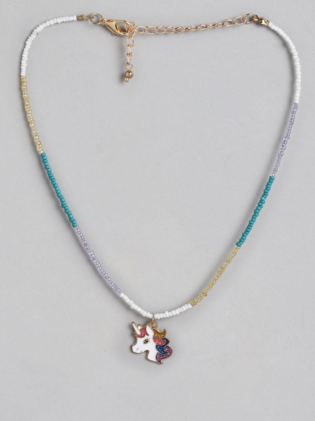 blueberry kids girls multicoloured gold-plated handcrafted beaded necklace