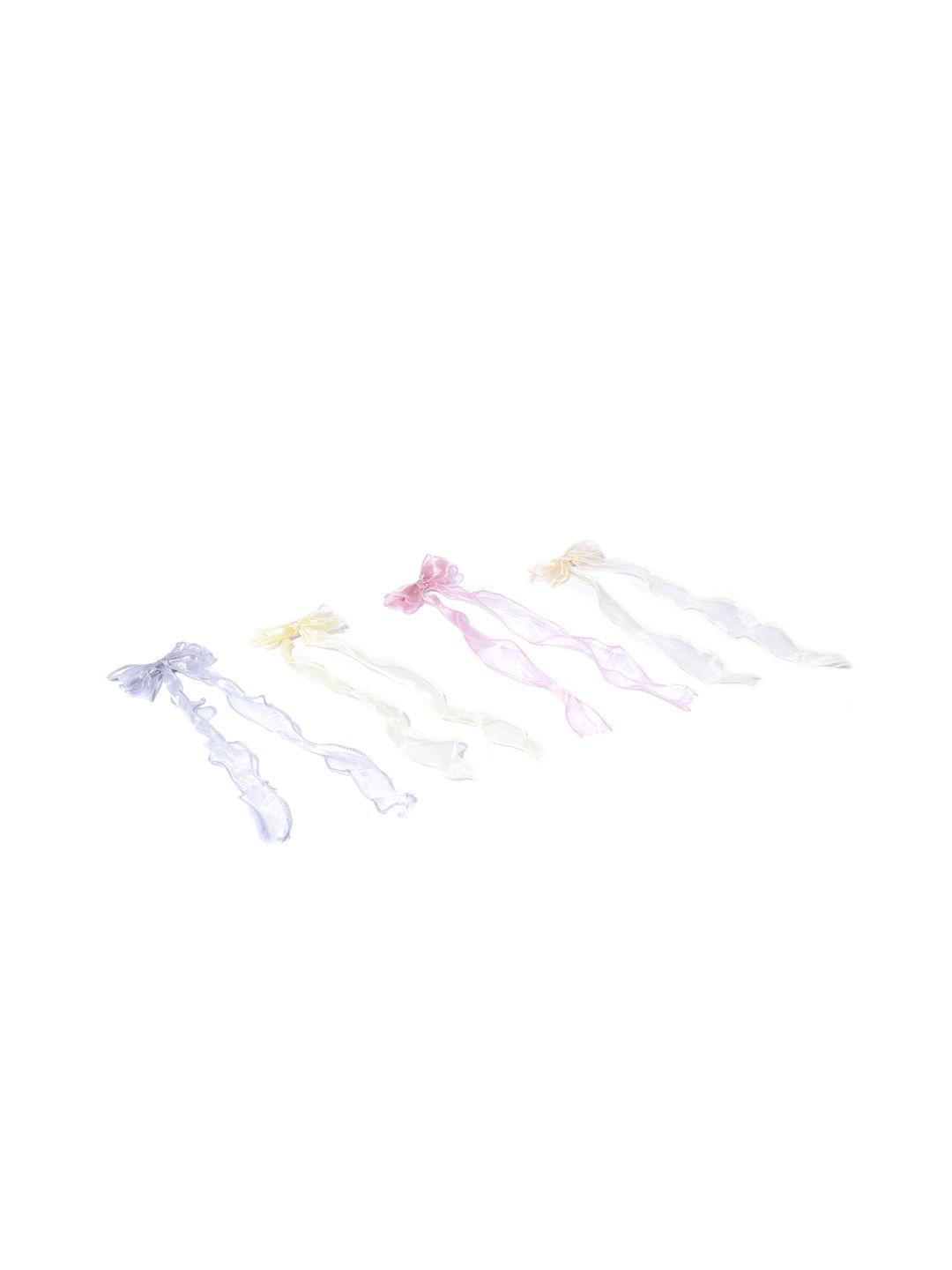 blueberry kids set of 4 alligator hair clips with ribbon bow detail