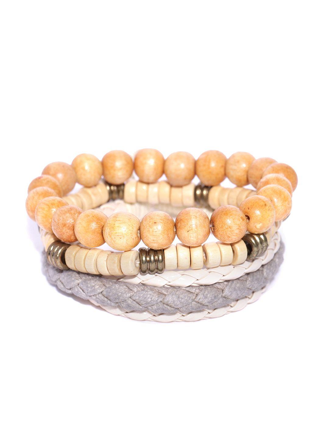 blueberry men beige set of 3 bracelets