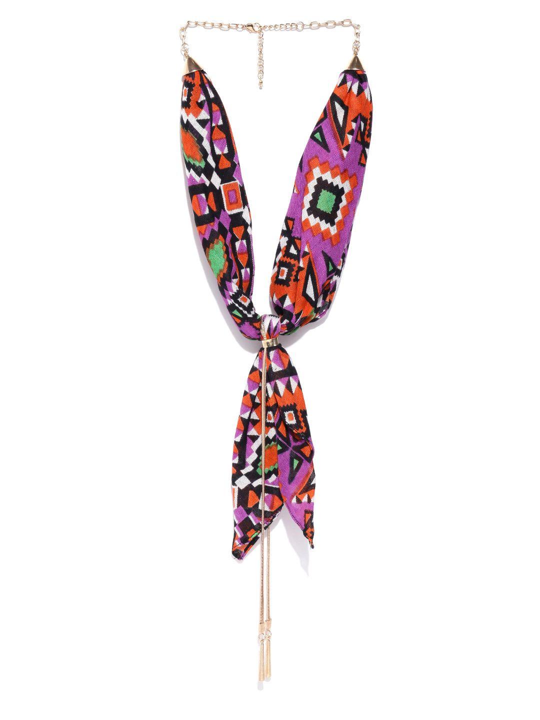 blueberry multicoloured printed lariat necklace