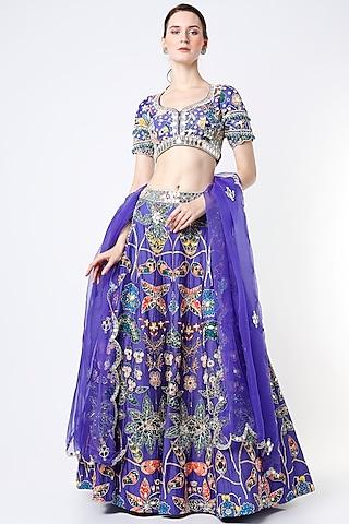 blueberry printed & embroidered lehenga set