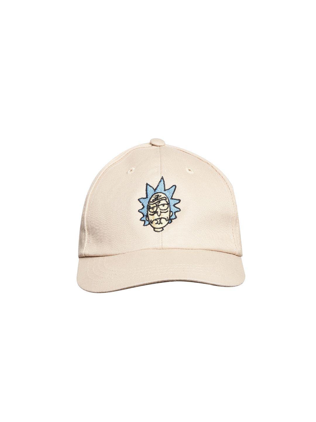 blueberry unisex beige & blue ricky & morty embroidered pure cotton baseball cap