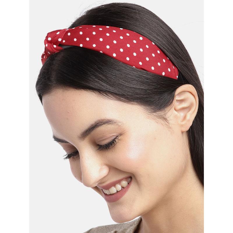 blueberry white polka dot printed red knot hairband