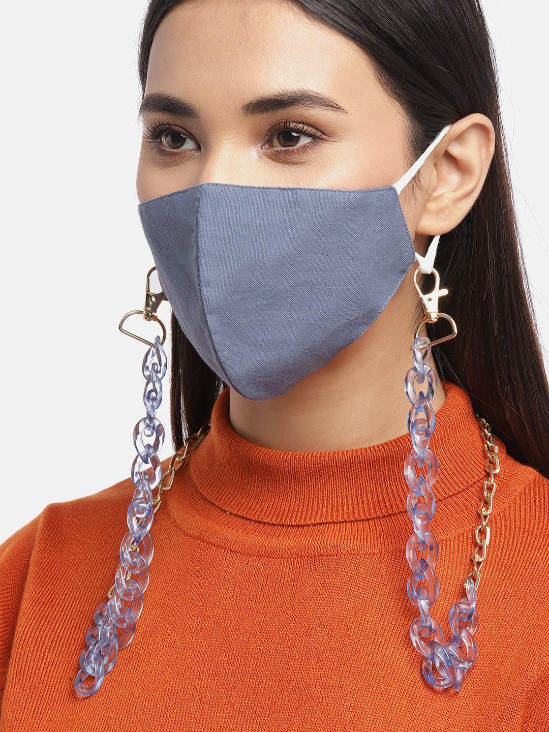 blueberry women blue 2 ply cotton reusable chain mask