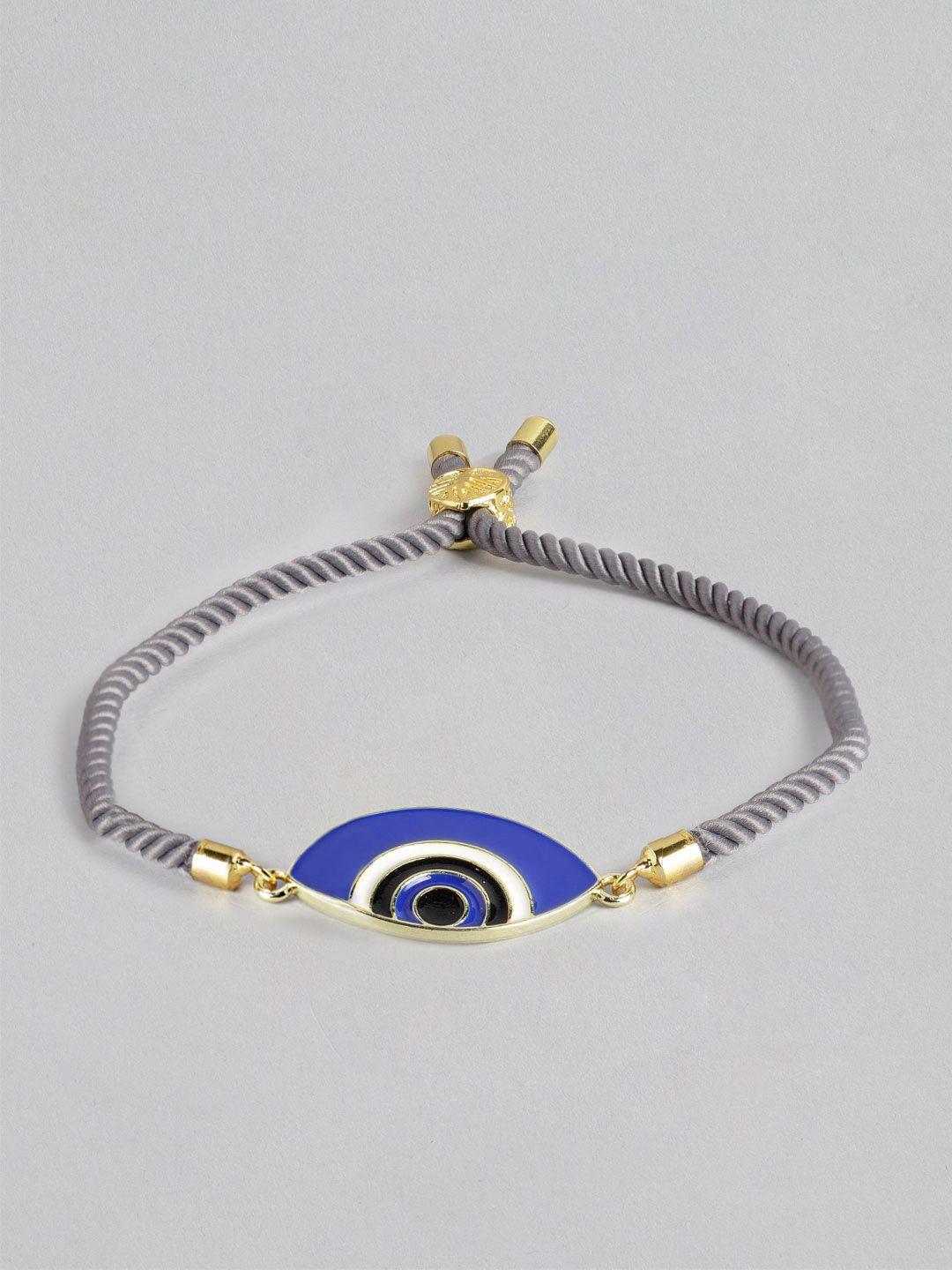 blueberry women grey & blue gold-plated evil eye enamelled charm bracelet