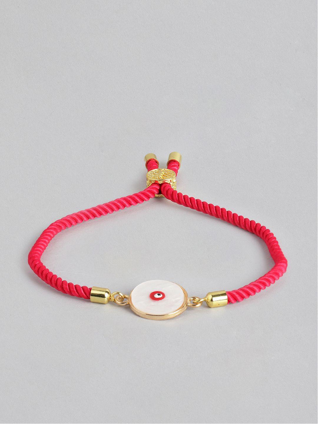 blueberry women red & white gold-plated evil eye enamelled charm bracelet