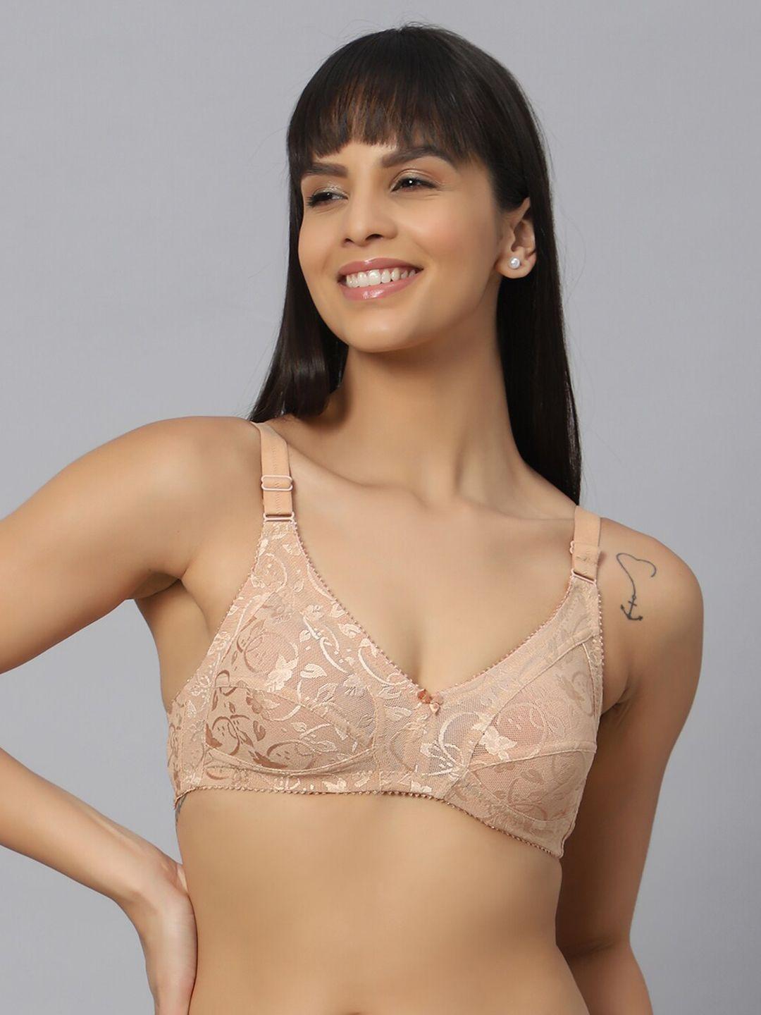 bluenixie floral self designed full coverage cotton bra with all day comfort