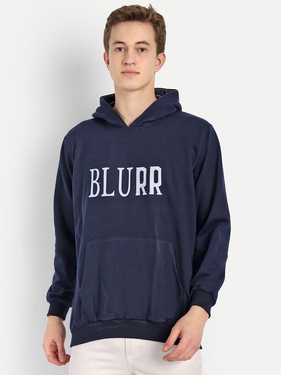 blurr alphanumeric cotton hooded front-open straight sweatshirt