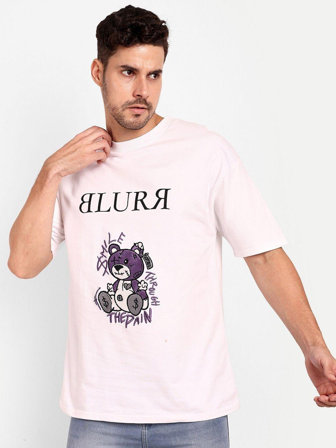 blurr men white printed t-shirt