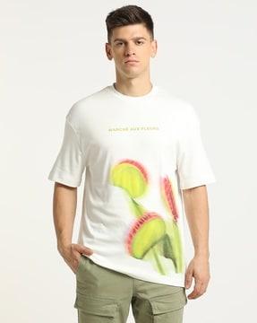 blurred flytrap graphic print t-shirt