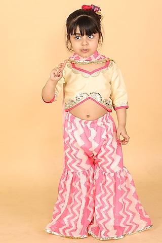 blush pink & off-white printed sharara set for girls