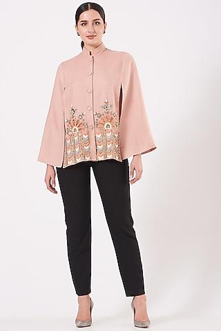blush pink cape with embroidery