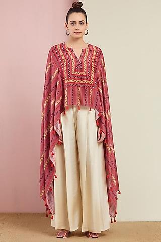 blush pink cape with pants