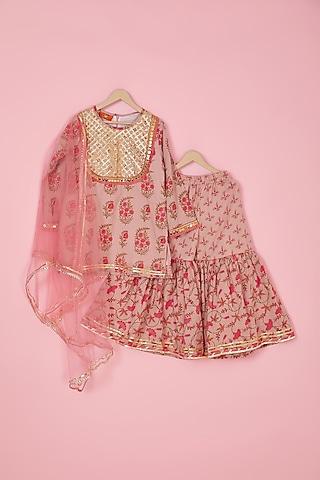blush pink cotton sharara set for girls