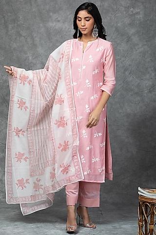 blush pink embroidered kurta set