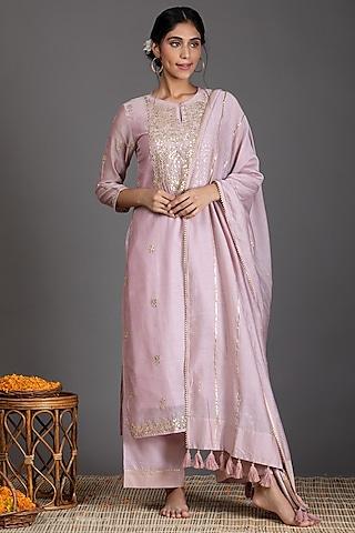 blush pink gota patti embroidered kurta set