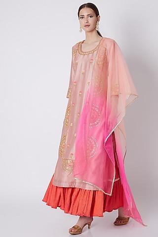 blush pink hand embroidered kurta set