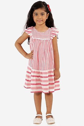 blush pink striped dress for girls