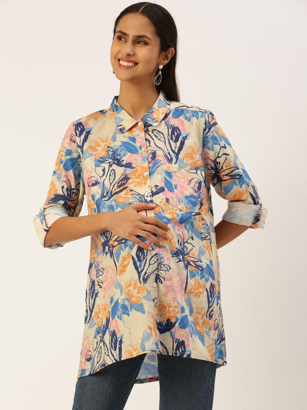 blush 9 maternity women relaxed floral printed maternity shirt