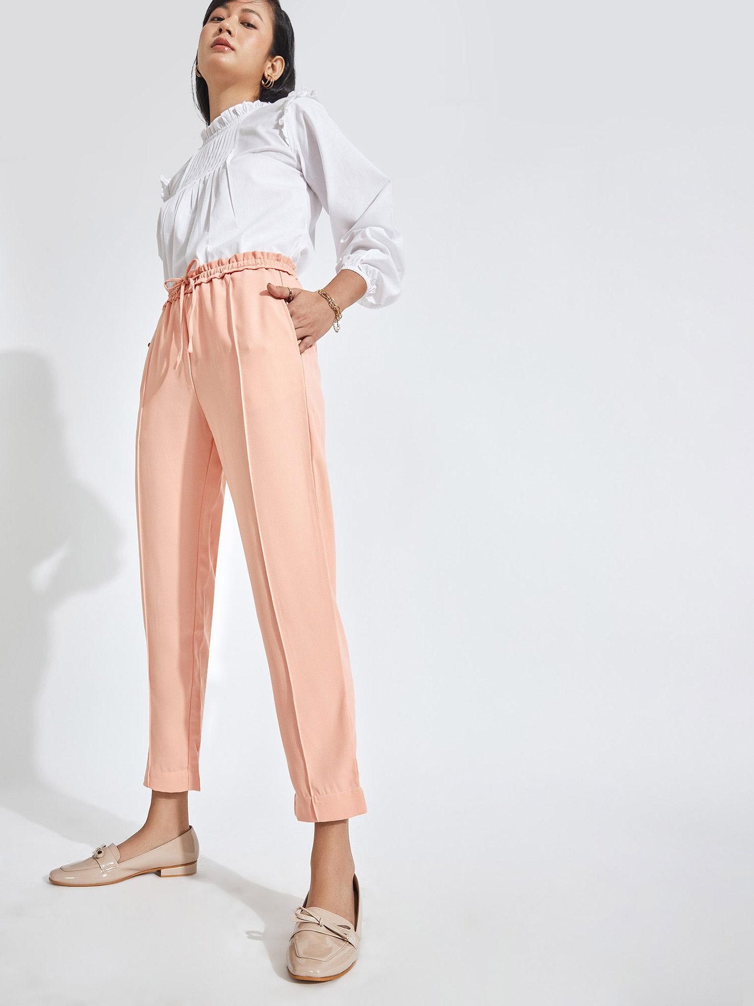 blush drawstring tapered pants